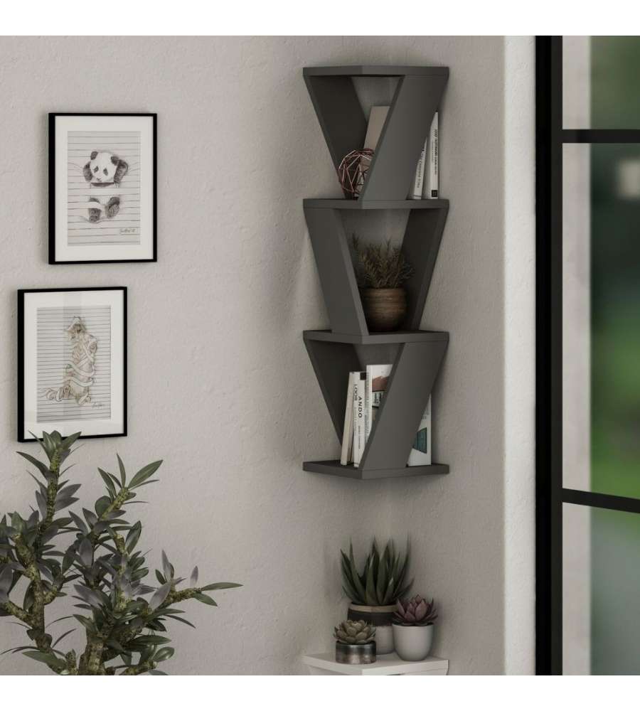 Libreria angolare pensile Zena antracite