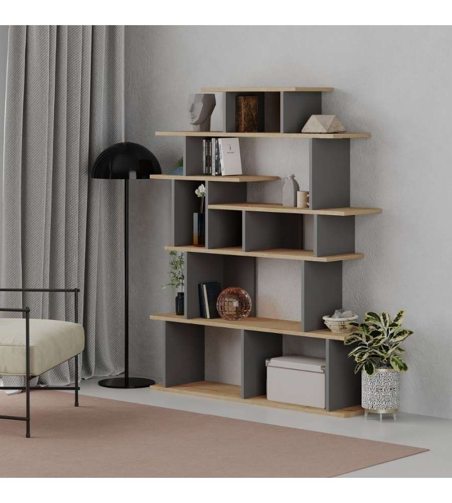 Libreria design Apollon rovere e antracite