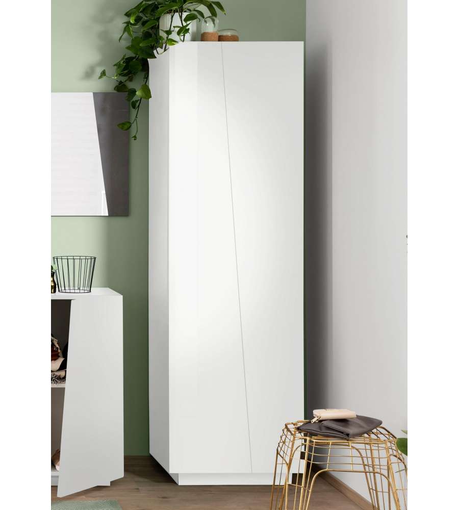 Web Furniture Armadio Vega Bianco Lucido - Salvaspazio Moderno 2 Ante
