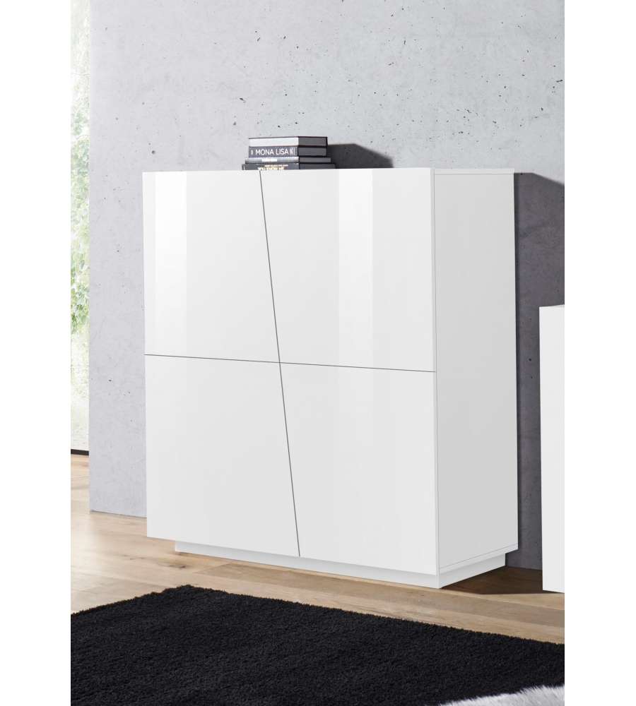 Madia VEGA moderna 4 ante battente bianco lucido