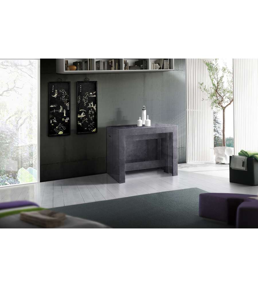 Web Furniture - Consolle Tavolo Allungabile Pratika Ardesia 77x90/300 cm