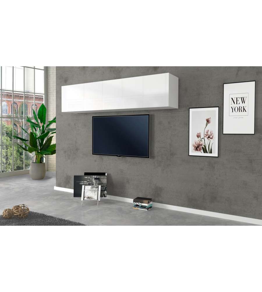 Pensile Moderno 1 Anta Vasistas Maruska Bianco Lucido