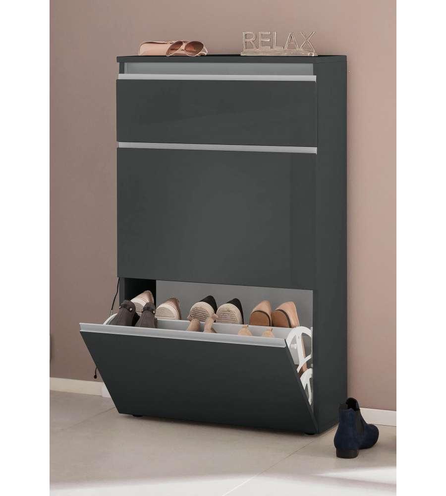Web Furniture Scarpiera Magic Antracite Lucido - Design Italiano 60cm