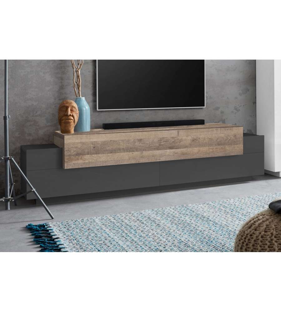 Web Furniture Porta TV Corona in Antracite e Oak - Design Moderno 200 cm