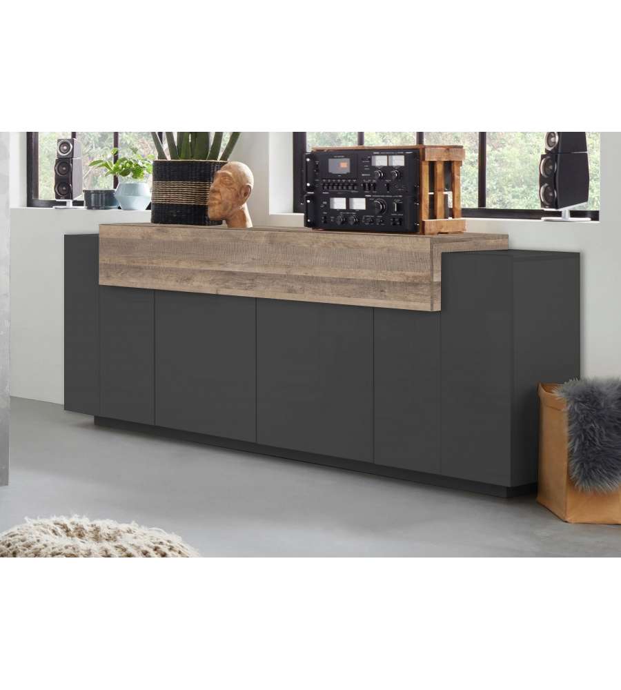 Web Furniture Credenza Corona Antracite Oak - Moderna e Spaziosa