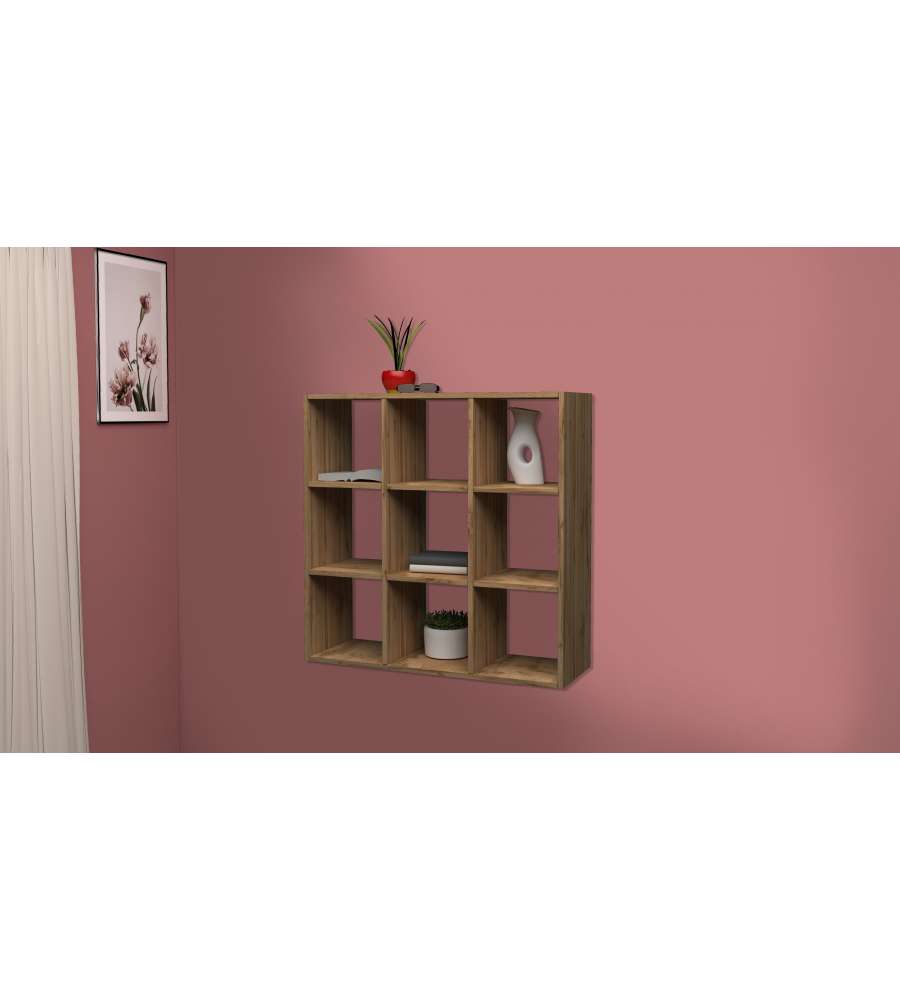 Web Furniture - Libreria sospesa Maruska in Acero Wotan 90x25 cm