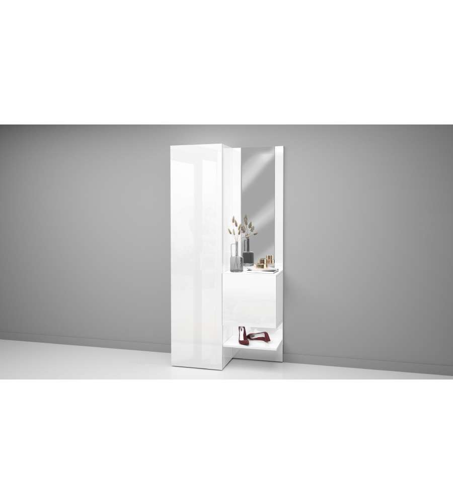 Web Furniture Armadio Multiuso Kompact 2 Pezzi Bianco Lucido 90x35x191