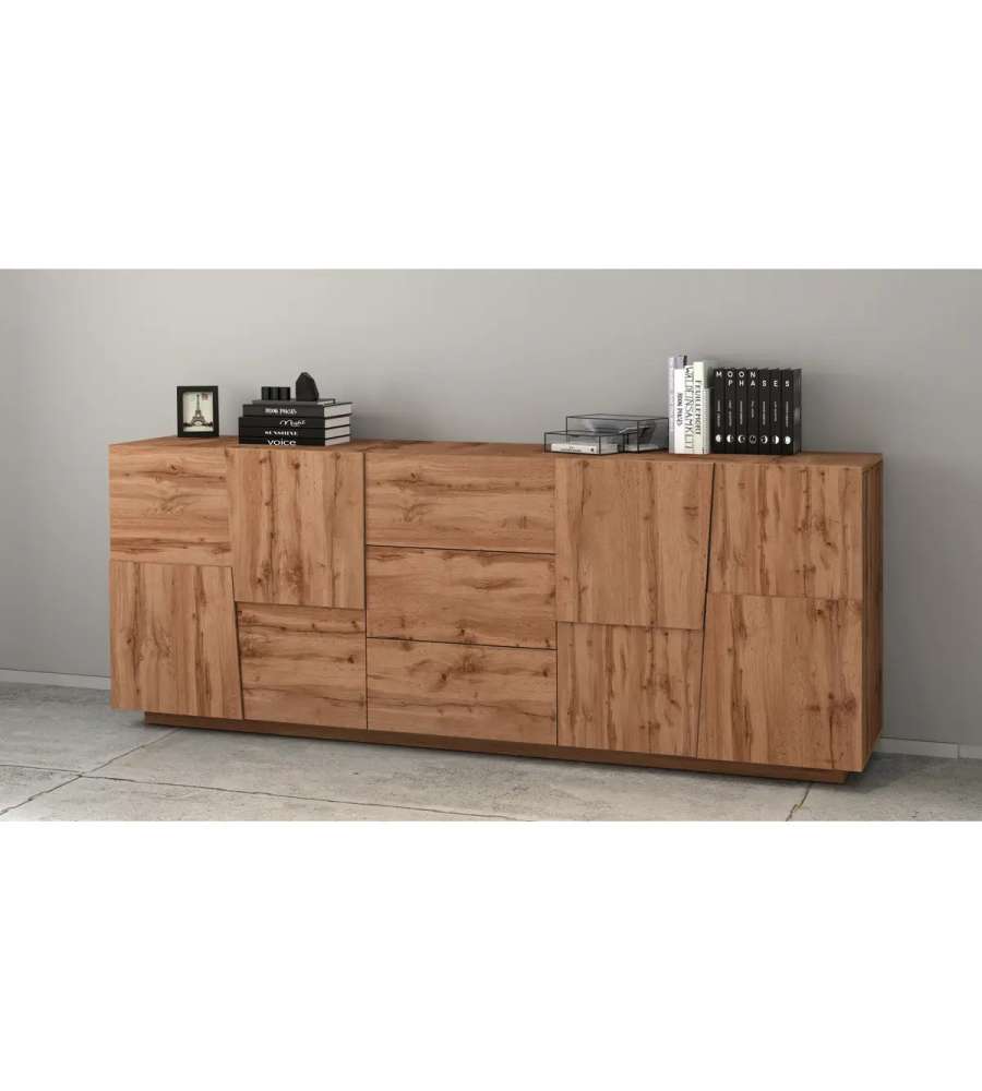 Web Furniture Credenza Pongo Sideboard 220 Rovere Wotan - 220x44x86 cm - Arredo moderno