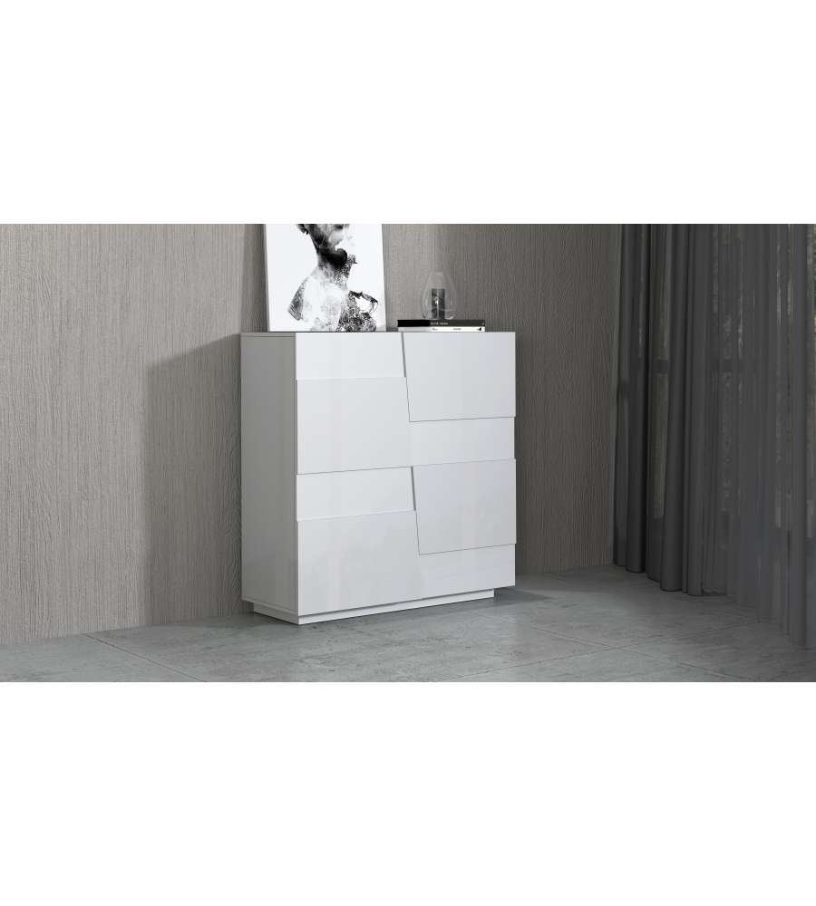 Web Furniture Credenza Pongo Highboard 120 Bianco Laccato - 120x44x126