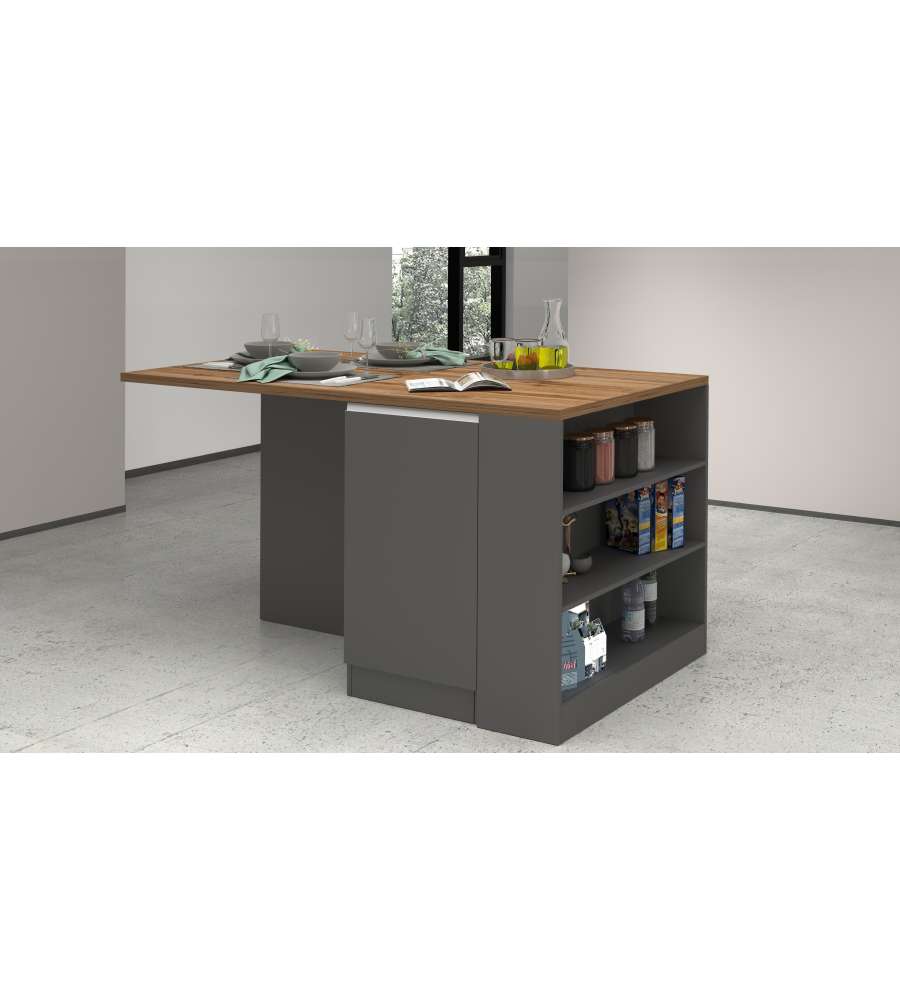 Web Furniture Isola Credenza Antracite e Rovere Wotan - 160x90x90 cm