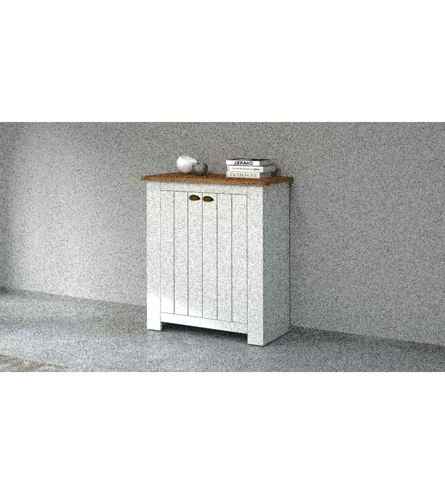 Scarpiera a due ante Bianco Opaco e Rovere Wotan 20 paia di scarpe