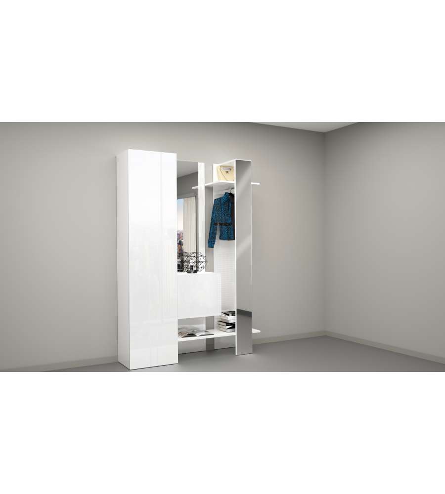 Web Furniture Armadio Multiuso Kompact 3 Pezzi Bianco Lucido 140x35x191