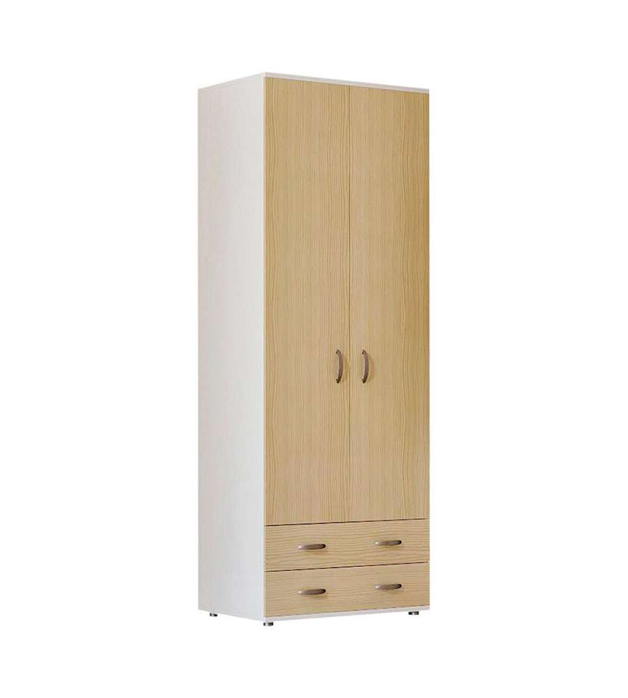 Armadio Lugano doppia anta in ciliegio Olmo con cassetti - 207x80x52 cm