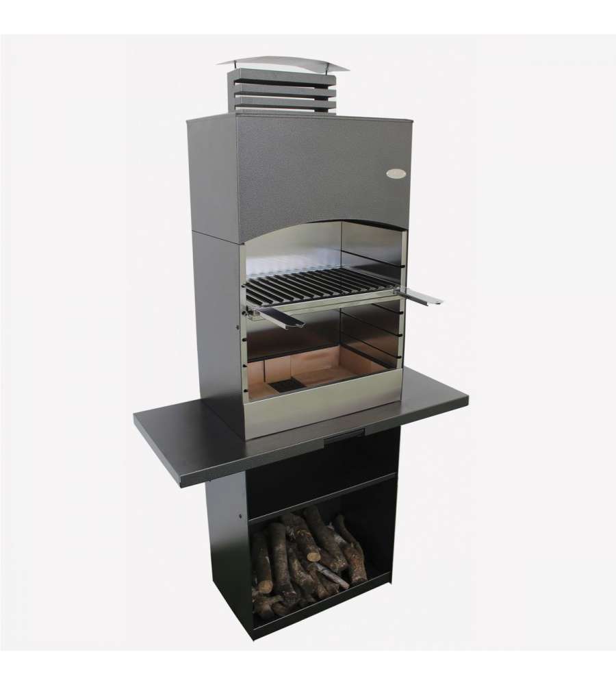 GMR Barbecue Tolosa a legna e carbone con cappa - 110x47,5x190,1 cm