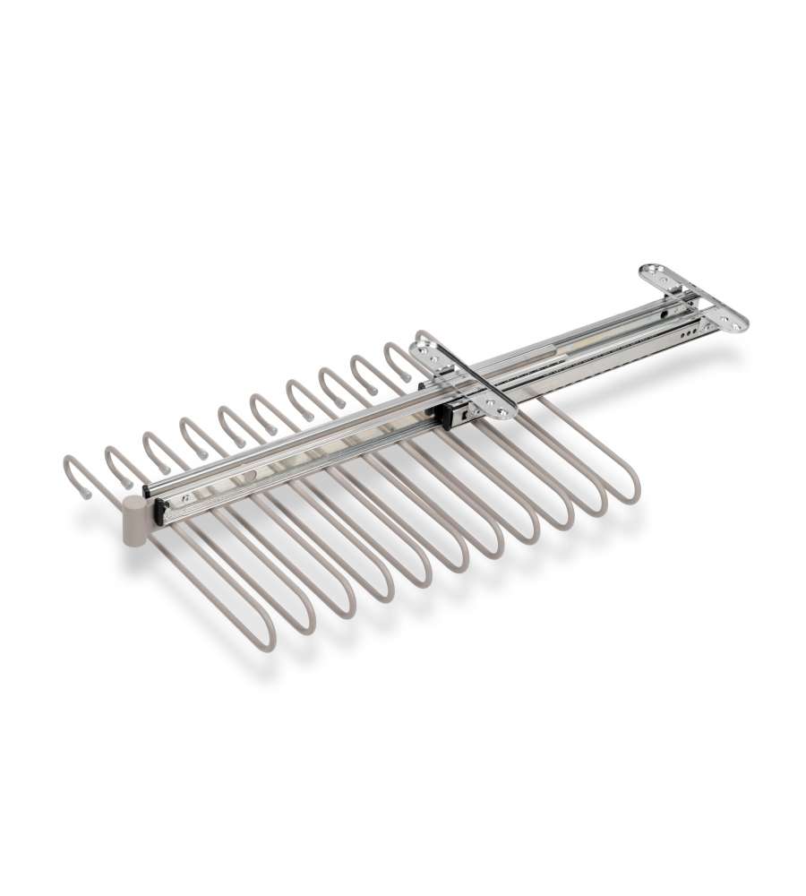 Emuca Porta Pantaloni Estraibile in Acciaio Color Pietra - 34x48x11 cm