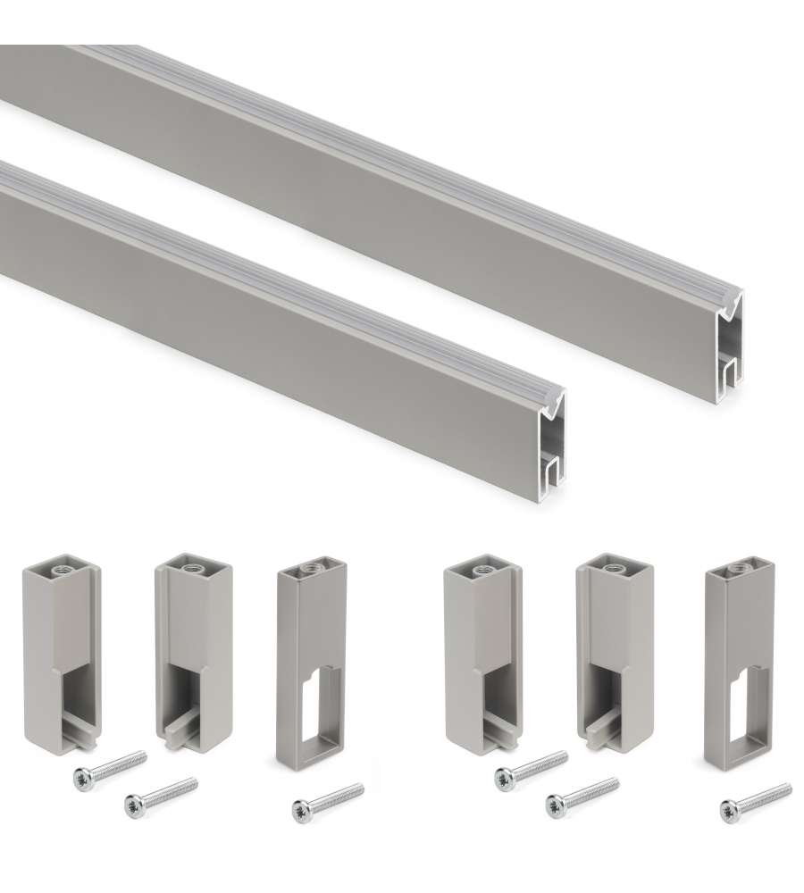 Emuca Kit tubo per armadio Luxe, 1,15 m, Color grigio pietra, Alluminio e Tecnoplastica