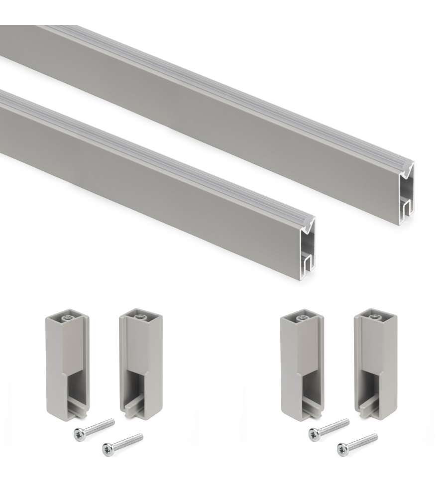 Emuca Kit tubo per armadio Luxe, 0,75 m, Color grigio pietra, Alluminio e Tecnoplastica