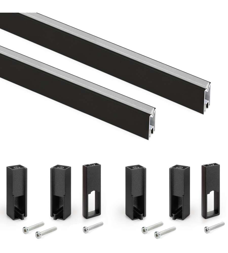 Emuca Kit tubo per armadio Luxe, 1,15 m, Nero testurizzato, Alluminio e Tecnoplastica