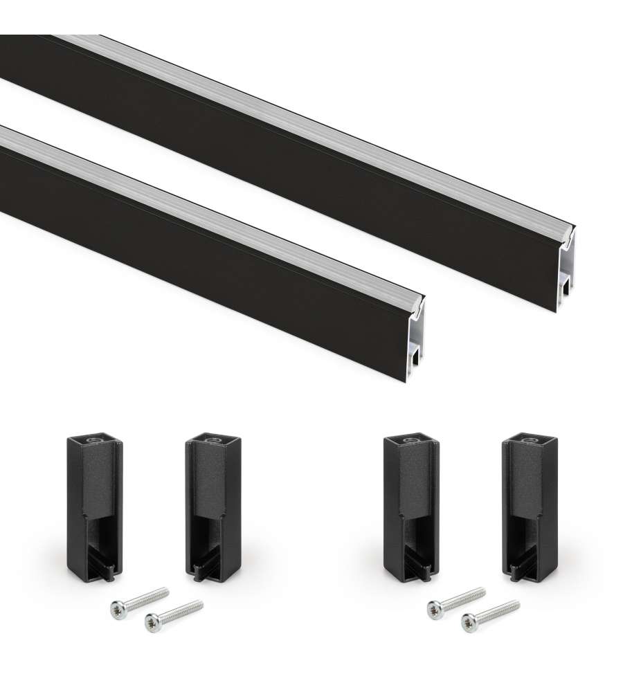 Emuca Kit tubo per armadio Luxe, 0,75 m, Nero testurizzato, Alluminio e Tecnoplastica