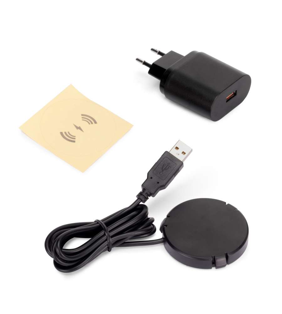 Emuca Caricatore wireless nascosto per mobile Airtop 2, Ø60mm, 5V DC 2A (QI-10W), Plastica nera, Tecnoplastica 1 UN