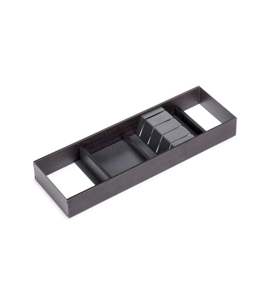 Emuca Portacoltelli Orderbox per cassetto, 150x470 mm, Grigio antracite, Acciaio e Legno 1 UN