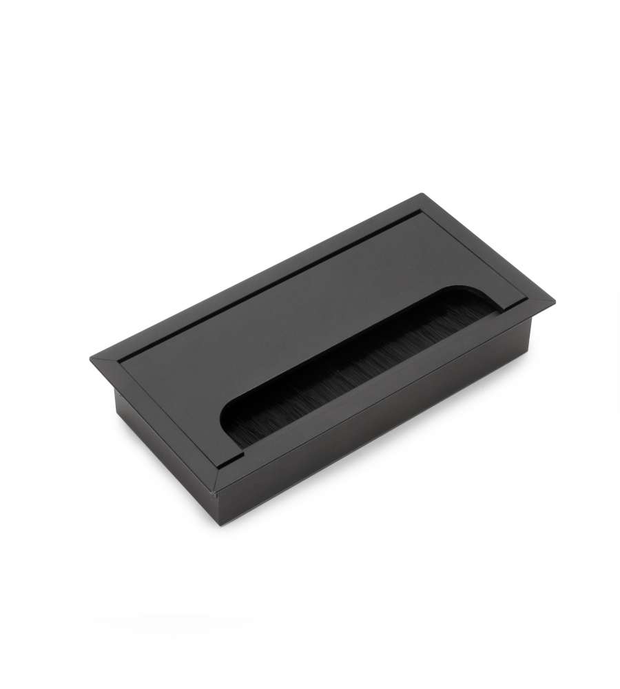 Passacavi da tavolo Emuca Quadrum, rettangolare, 159x80 mm, da incasso, Alluminio, Verniciato nero 1 UN