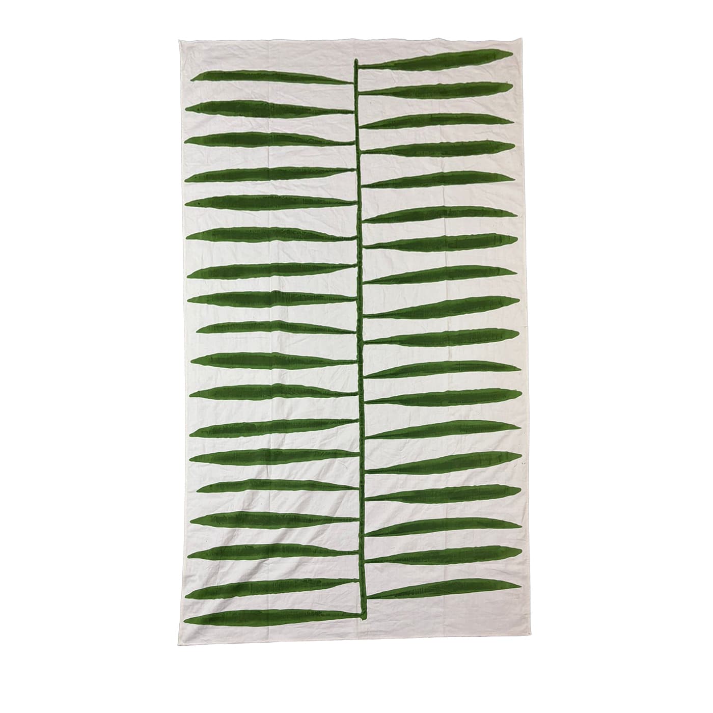 Tovaglia di cotone verde dipinta a mano