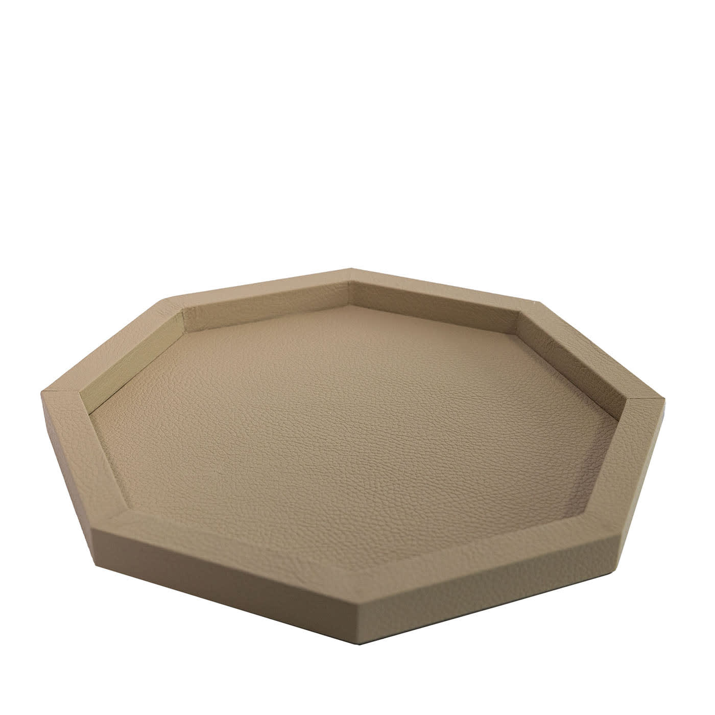 Vassoio Del Monte ottagonale in pelle Beige Tamarone
