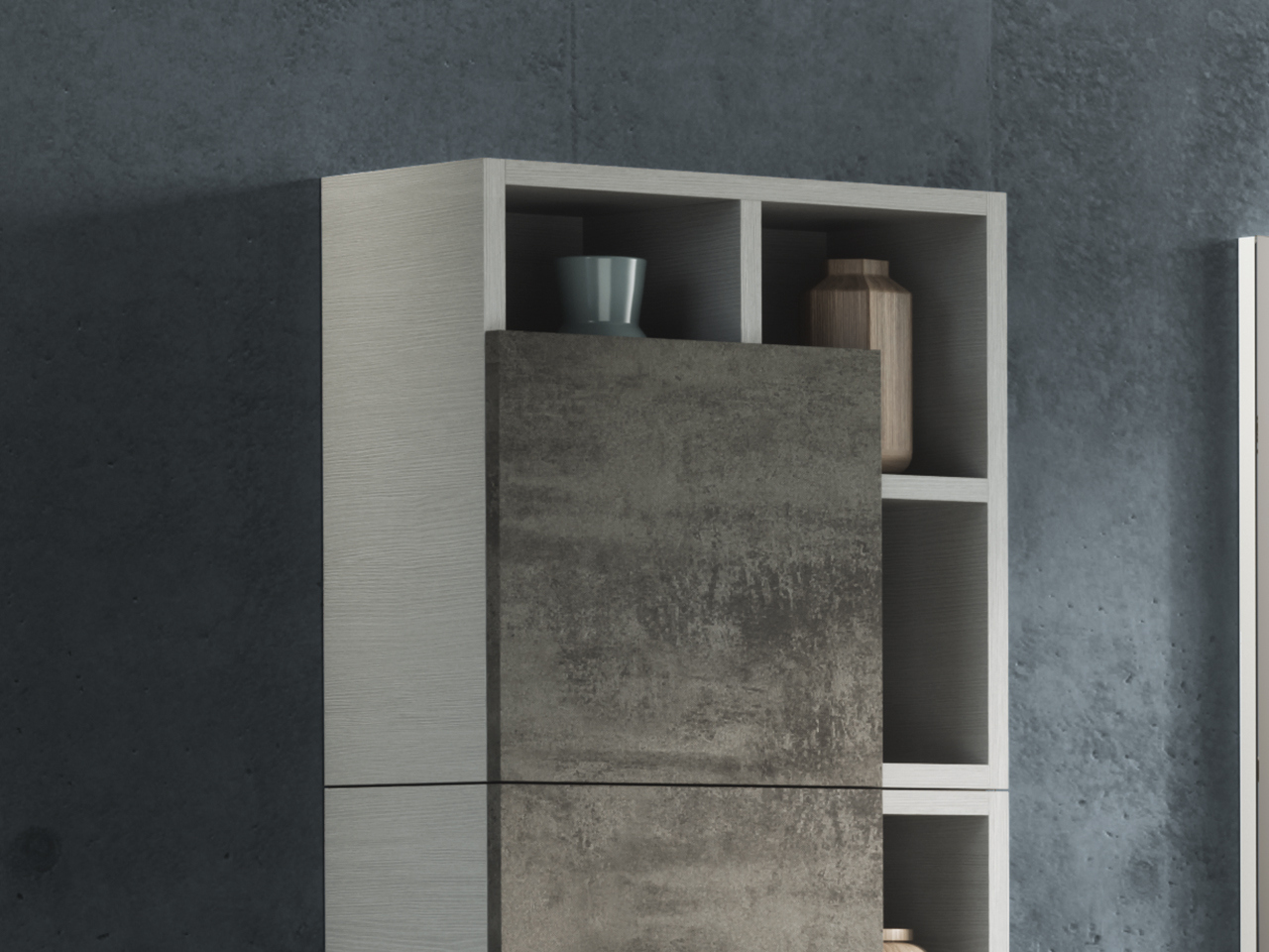 Pensile Bagno Qubo Quadrato A Giorno H45 Cm. Bianco Matrix/Ossido Grigio-9008914