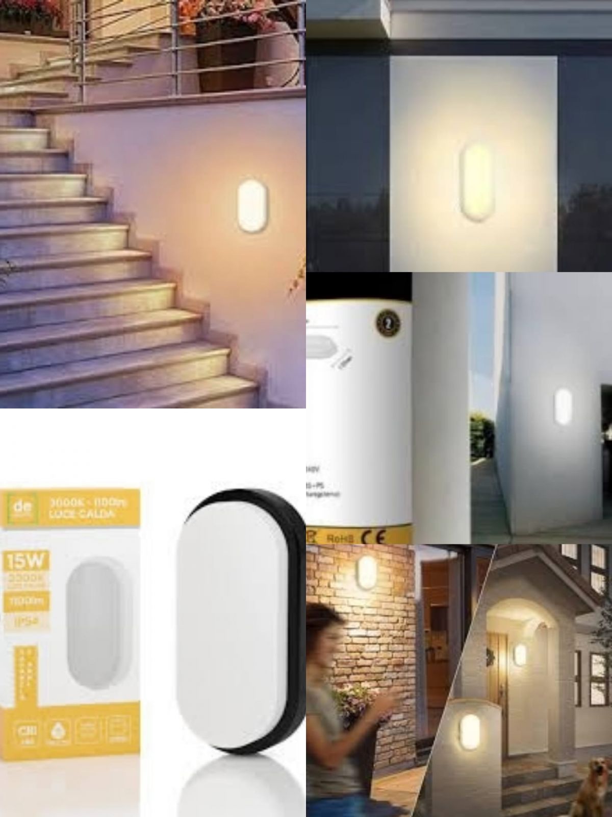 APPLIQUE DA MURO ESTERNO BIANCO, LUCE CALDA, FREDDA, NATURALE 18W UNIVERSO ES51-C