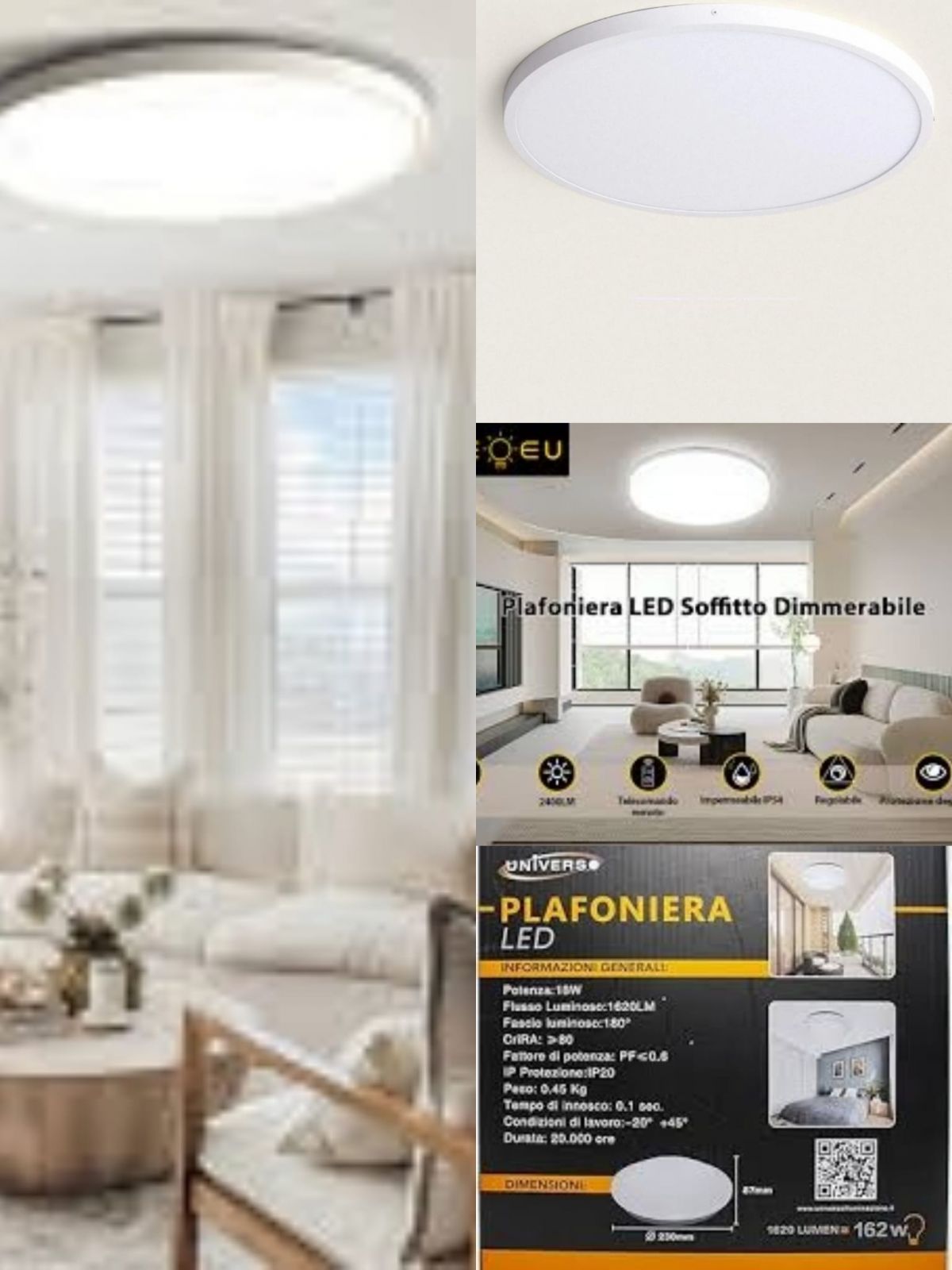 APPLIQUE DA MURO USO ESTERNO COLORE BIANCO - LUCE, CALDA, FREDDA, NATURALE 24W UNIVERSO