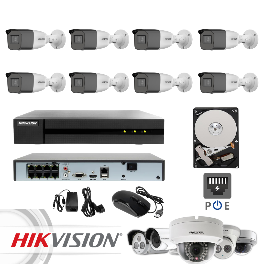 KIT VIDEOSORVEGLIANZA COMPLETO HIKVISION IP POE ULTRA HD NVR 16 TELECAMERE 4MPX 2K HARD DISK 2TB