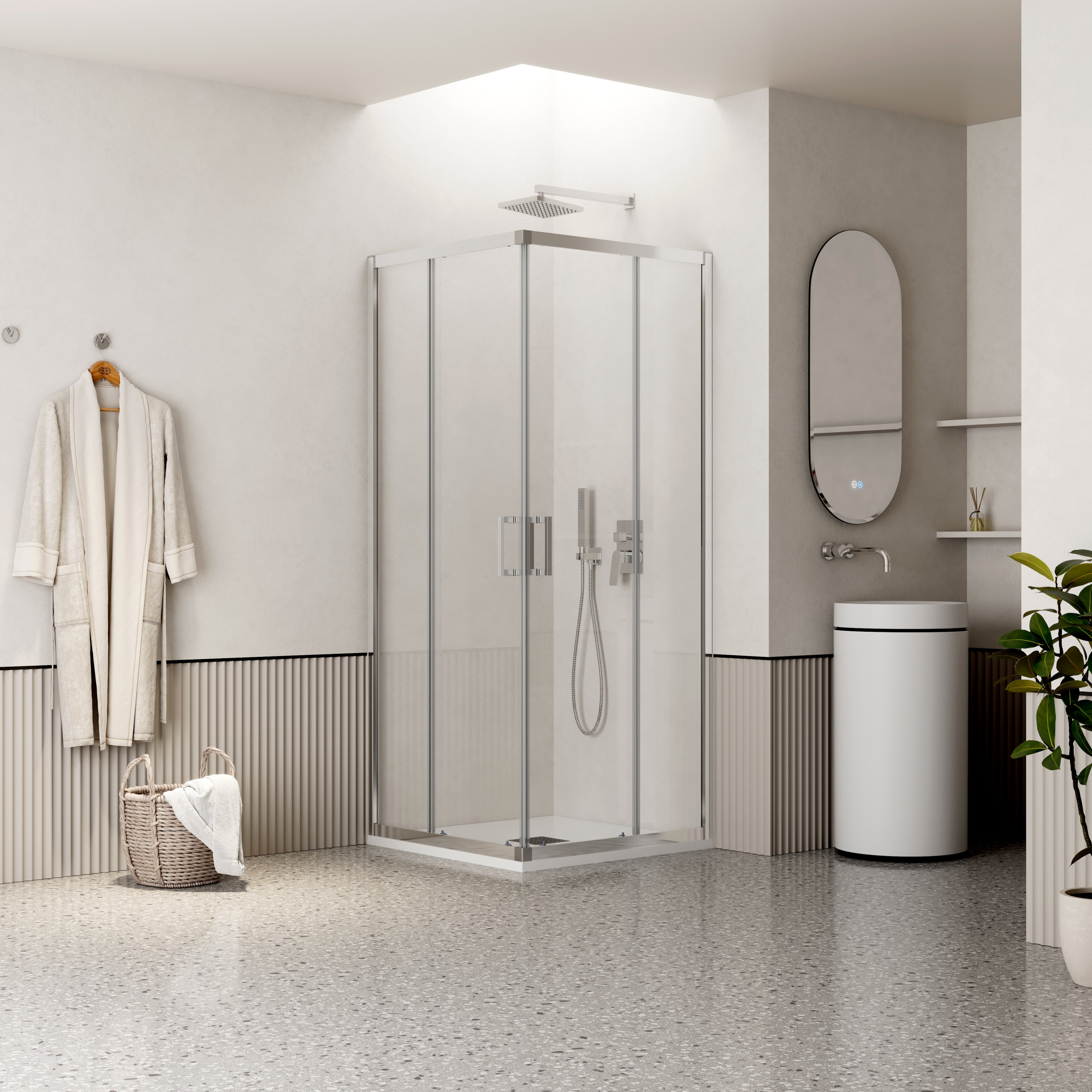 Box Doccia 100x110 cm Doppio Scorrevole Vetro Trasparente e Profilo Cromo - Escape