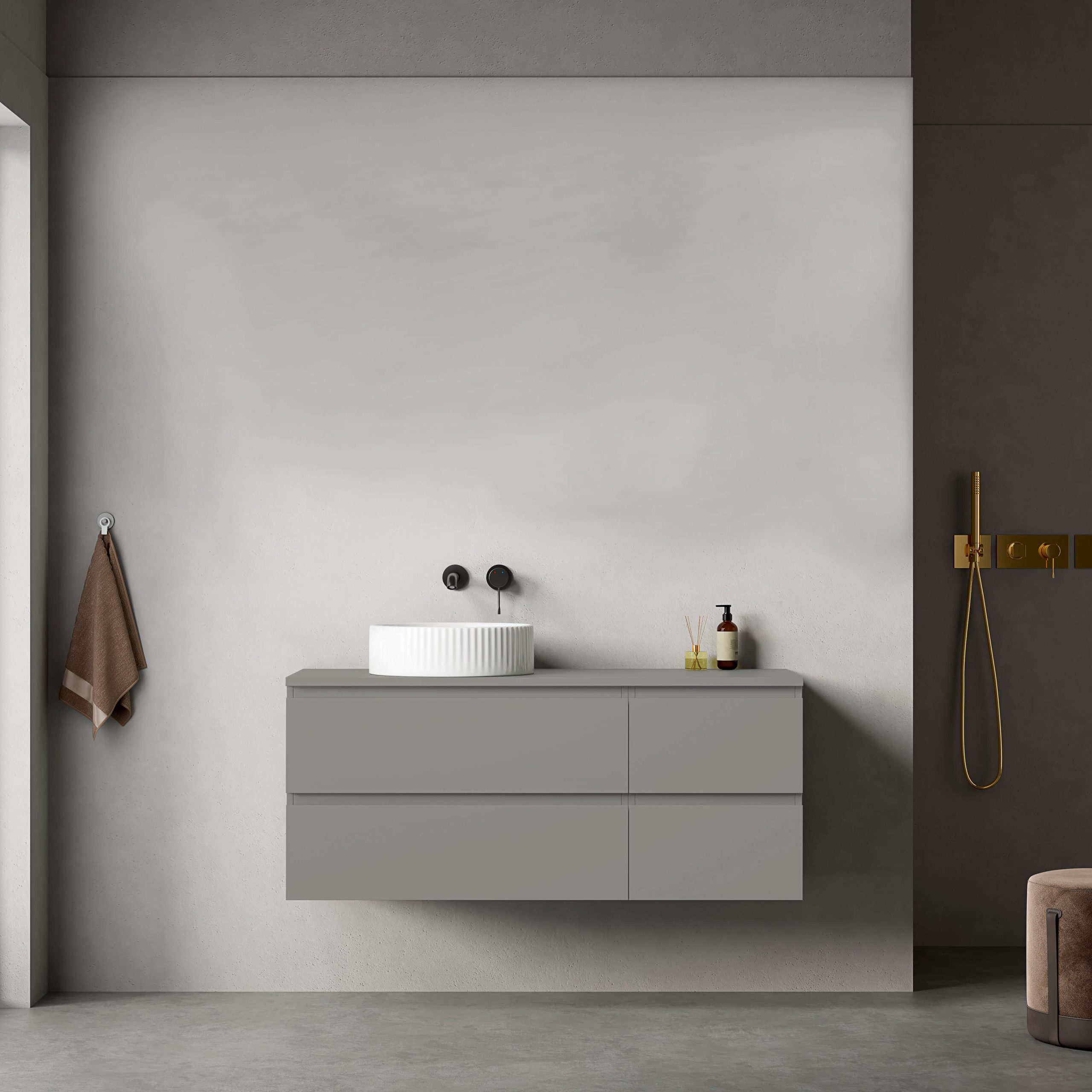 Mobile bagno sospeso reversibile 120 cm Grigio Londra per Lavabo d'appoggio Senza Specchio - Fiji Paint