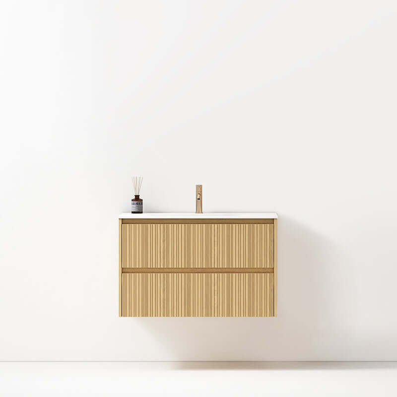 Mobile Bagno Sospeso 90 cm Rovere Chiaro Senza Specchio - Pace Plus