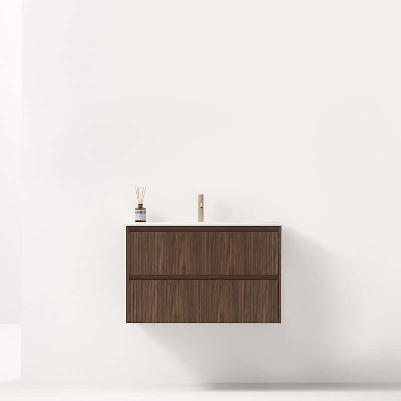 Mobile Bagno Sospeso 90 cm Rovere Scuro Senza Specchio - Pace Plus