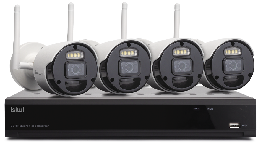 Kit Wireless Isiwi Connect S4 ISW-K1N8BF2MP-4 GEN1 NVR 8 Canali + 4 Telecamere IP 1080P 2Mpx Wireless PIR HD 1TB