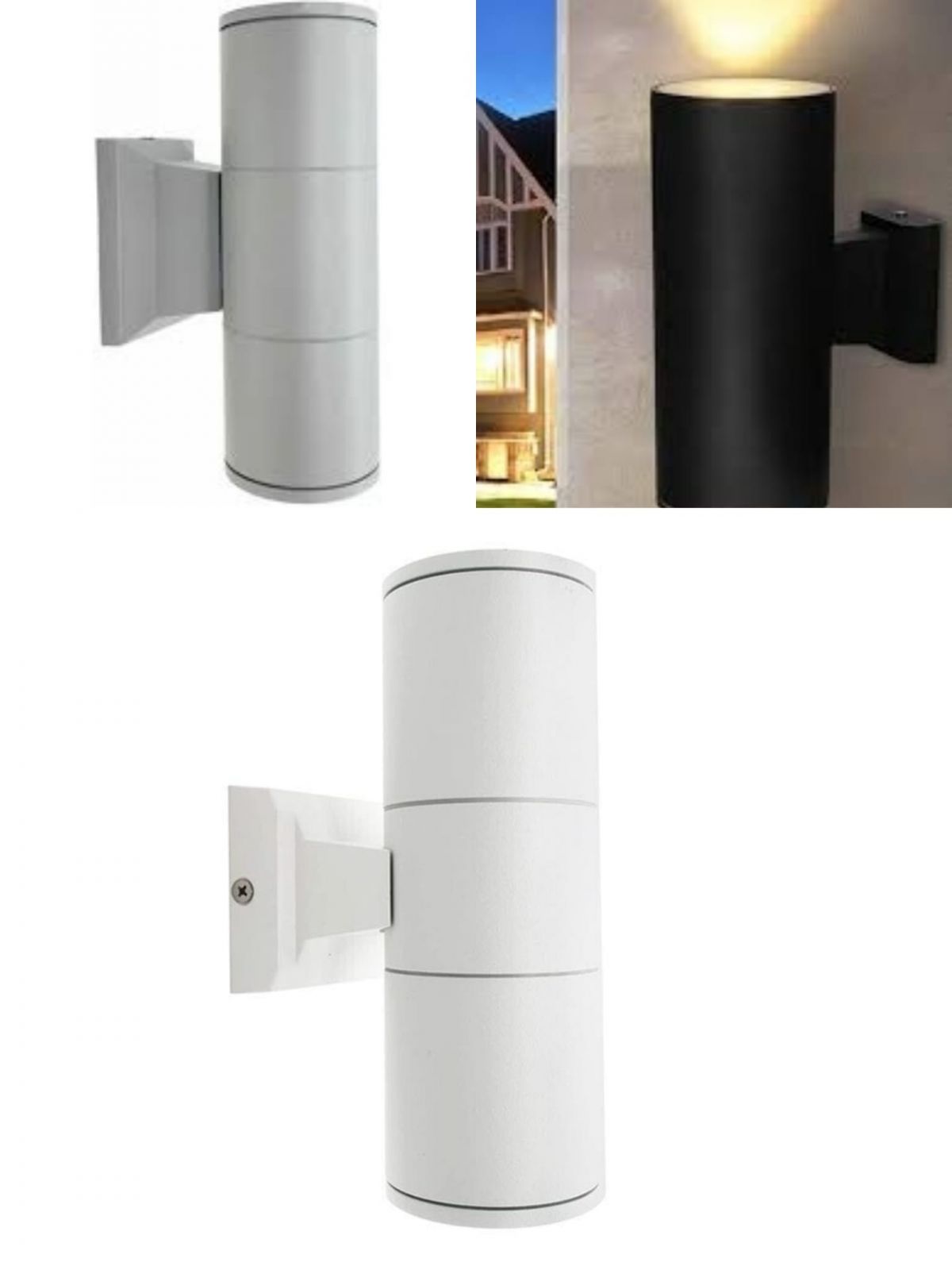 LAMPADA DA PARETE - APPLIQUE DA MURO ESTERNO DESIGN MODERNO- BIANCO- NERO- GRIGIO - ATTACCO GU10 - UNIVERSO 2X50 W