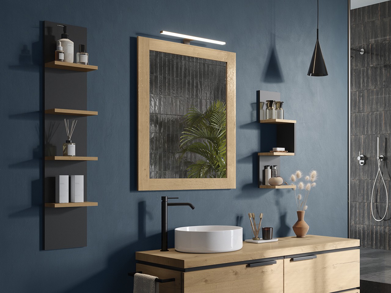 Specchio Bagno OXYGEN 90x65 H51 Rovere Nodi-76627