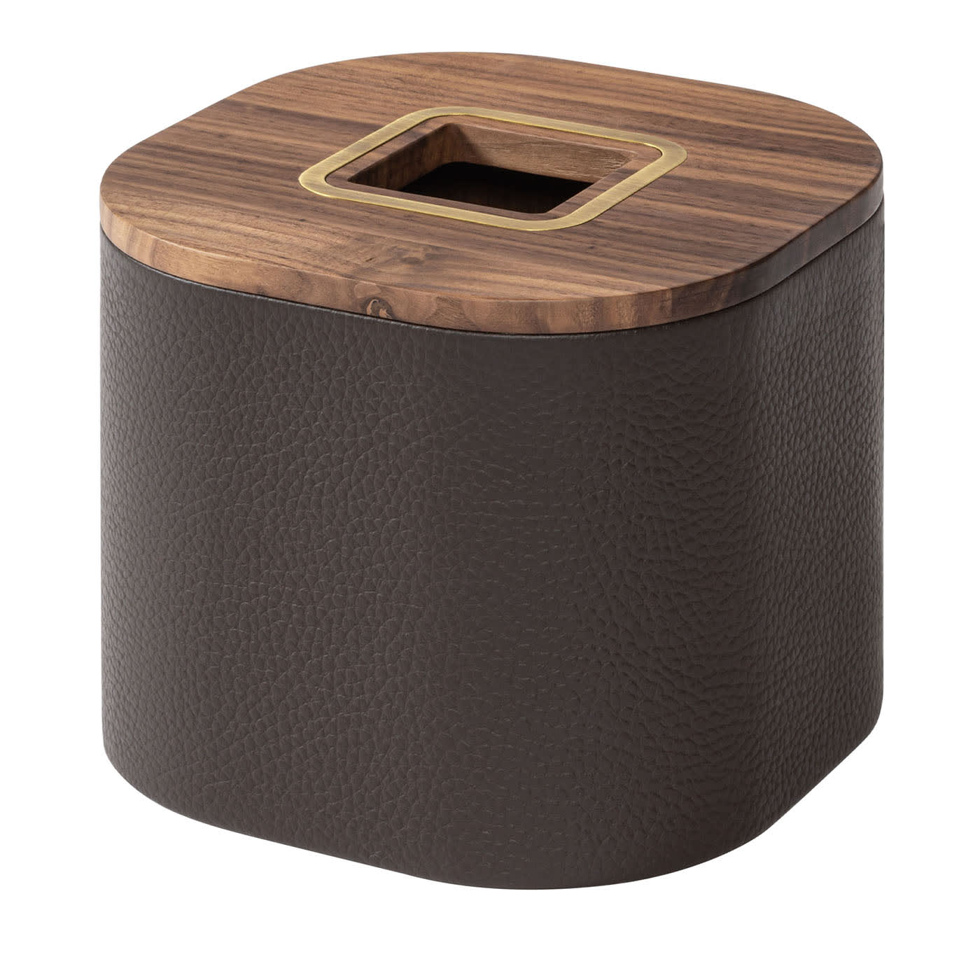 Portafazzoletti Dama in legno di noce e pelle di moka