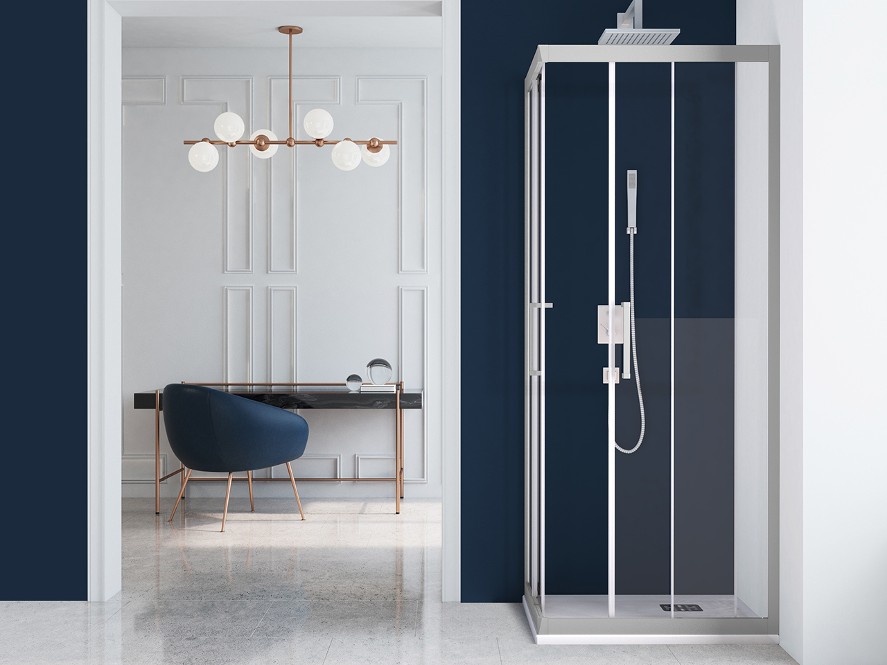 Box Doccia Angolare Zen 75x75 H190,4 Rid 75/70 Porte Scorrevoli Cristallo 6 mm Trasparente Silver-9009525