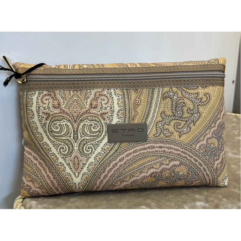 BUSTINA CON CERNIERA FRONTALE BEIGE FANTASIA 20X13X3 CM. ETRO PROFUMI