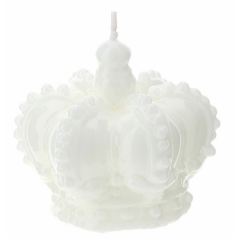 CANDELA CORONA BIANCA LACCATA 6,5X6,5 CM. HERVIT