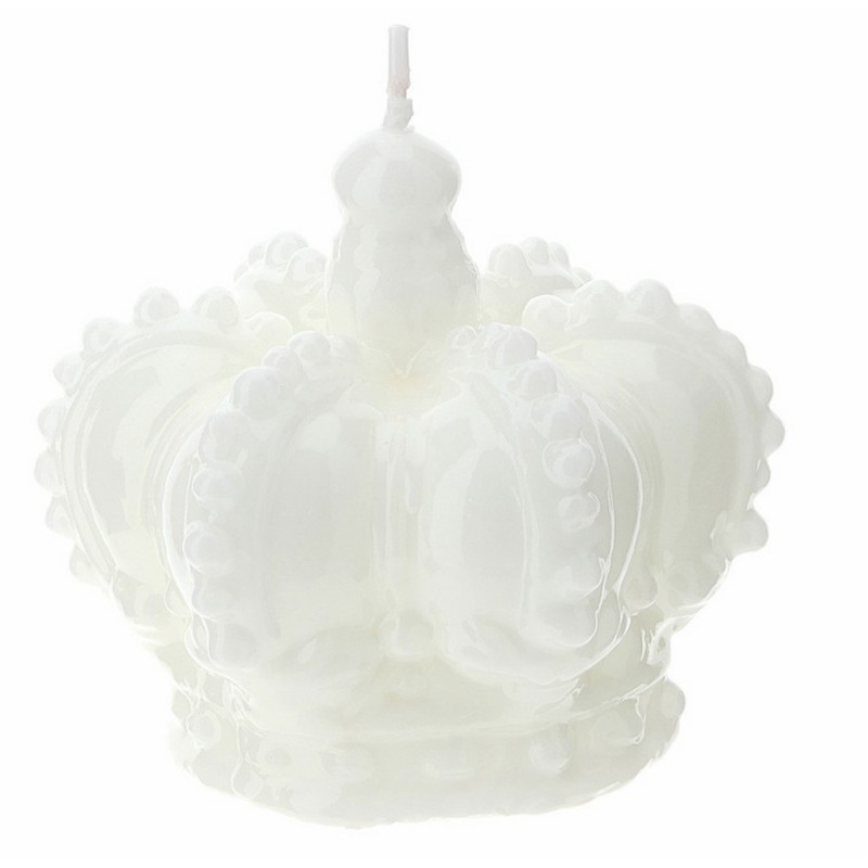CANDELA CORONA BIANCA LACCATA 9X8 CM. HERVIT