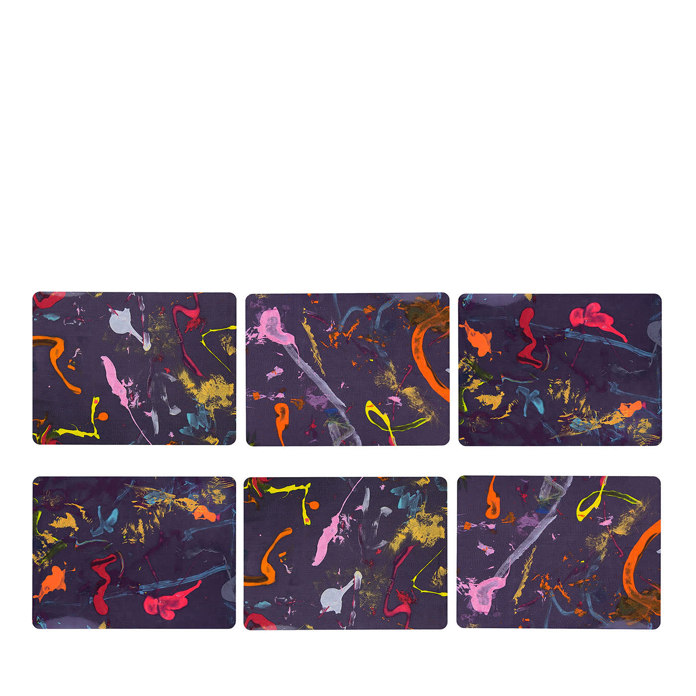 Set di 6 tovagliette in fibra di legno lucida stampate Carnival