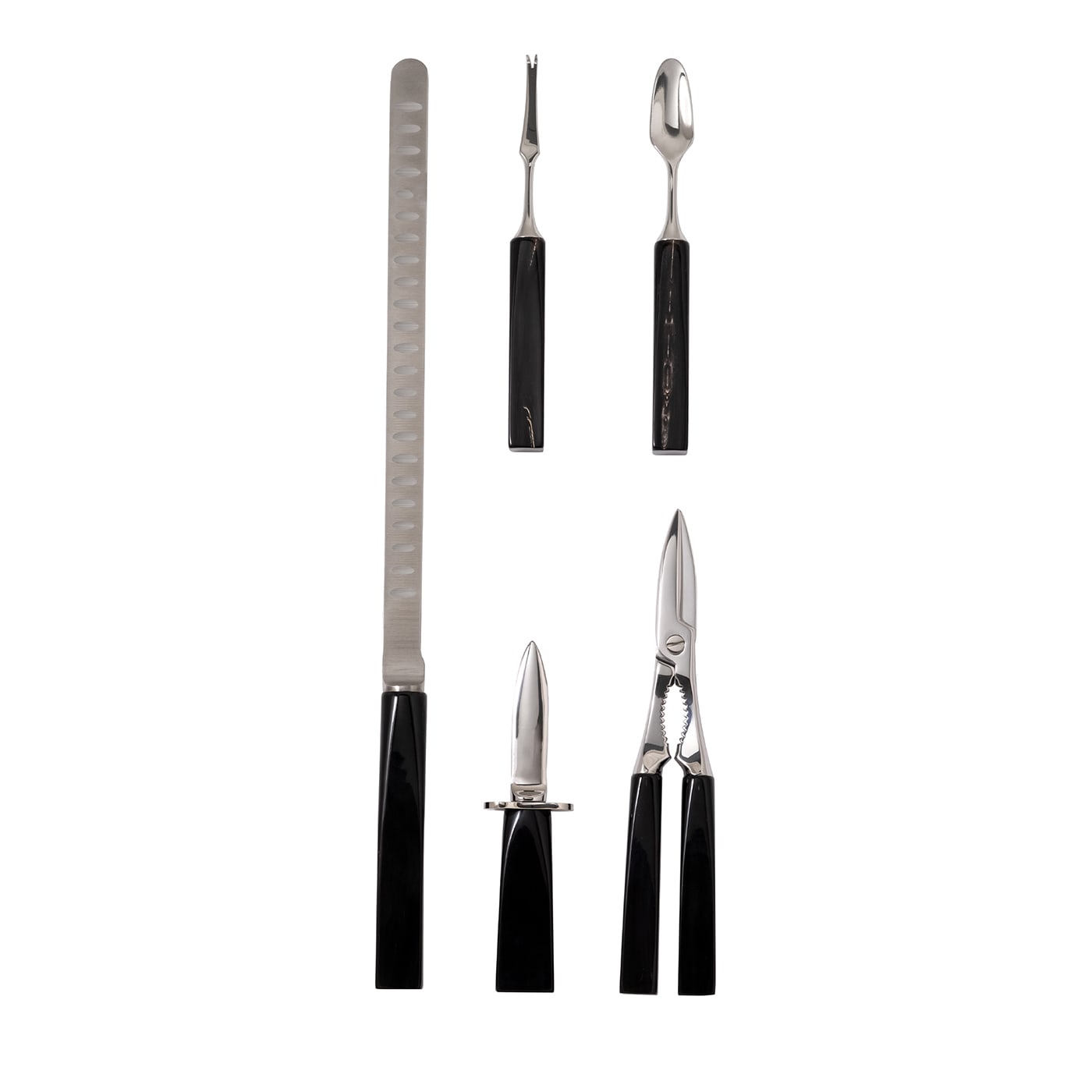 Set di 5 Posate per Frutti di Mare con Manici in Corno