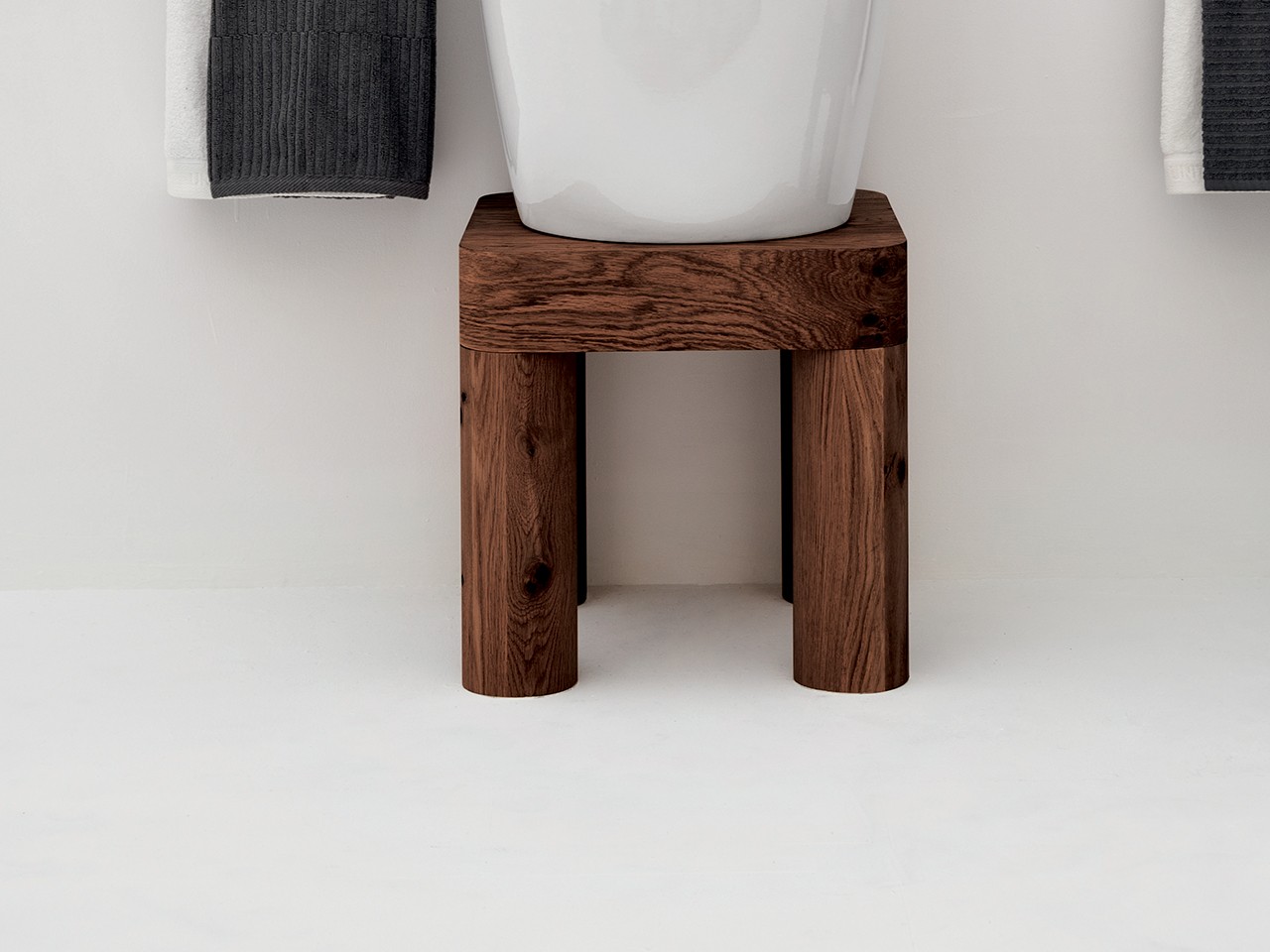 Struttura Portalavabo Kracklite Panka H45 cm in Legno Impiallacciato Frassino Scuro-68967