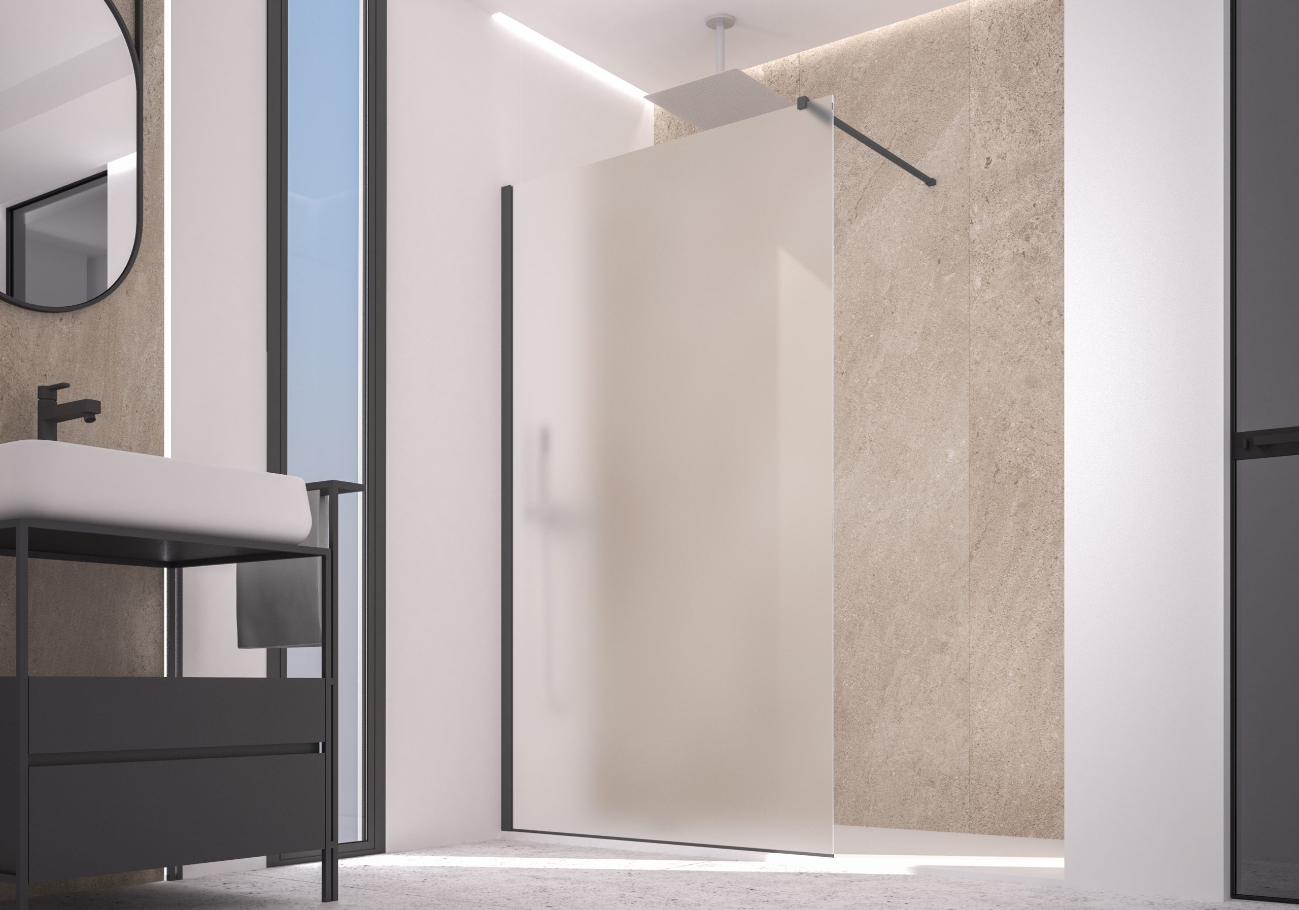 Doccia Walk in Zen 102 cm H200 Est 100/102 Cristallo 6 mm Acidato Antracite-23111