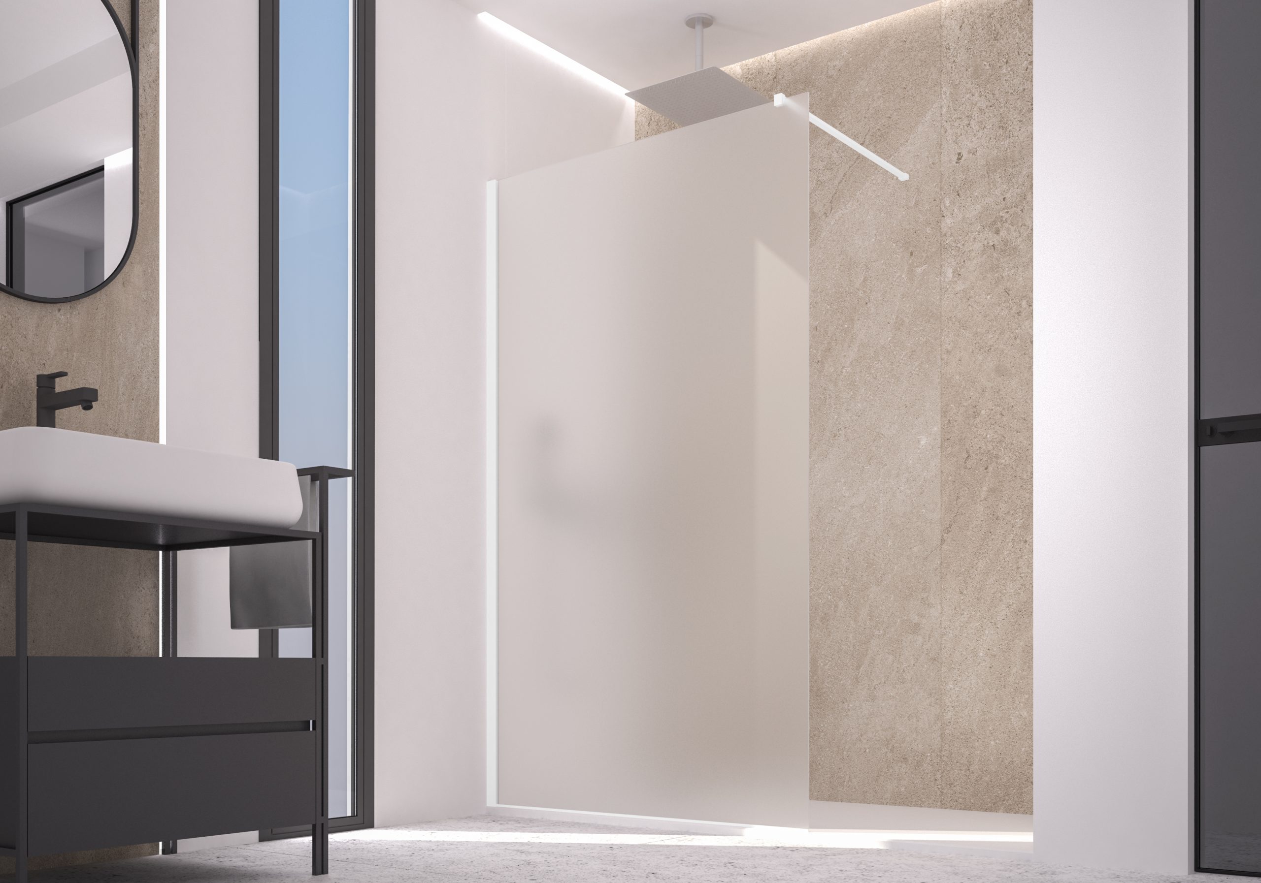 Doccia Walk in Zen 102 cm H200 Est 100/102 Cristallo 6 mm Acidato Bianco opaco-23193