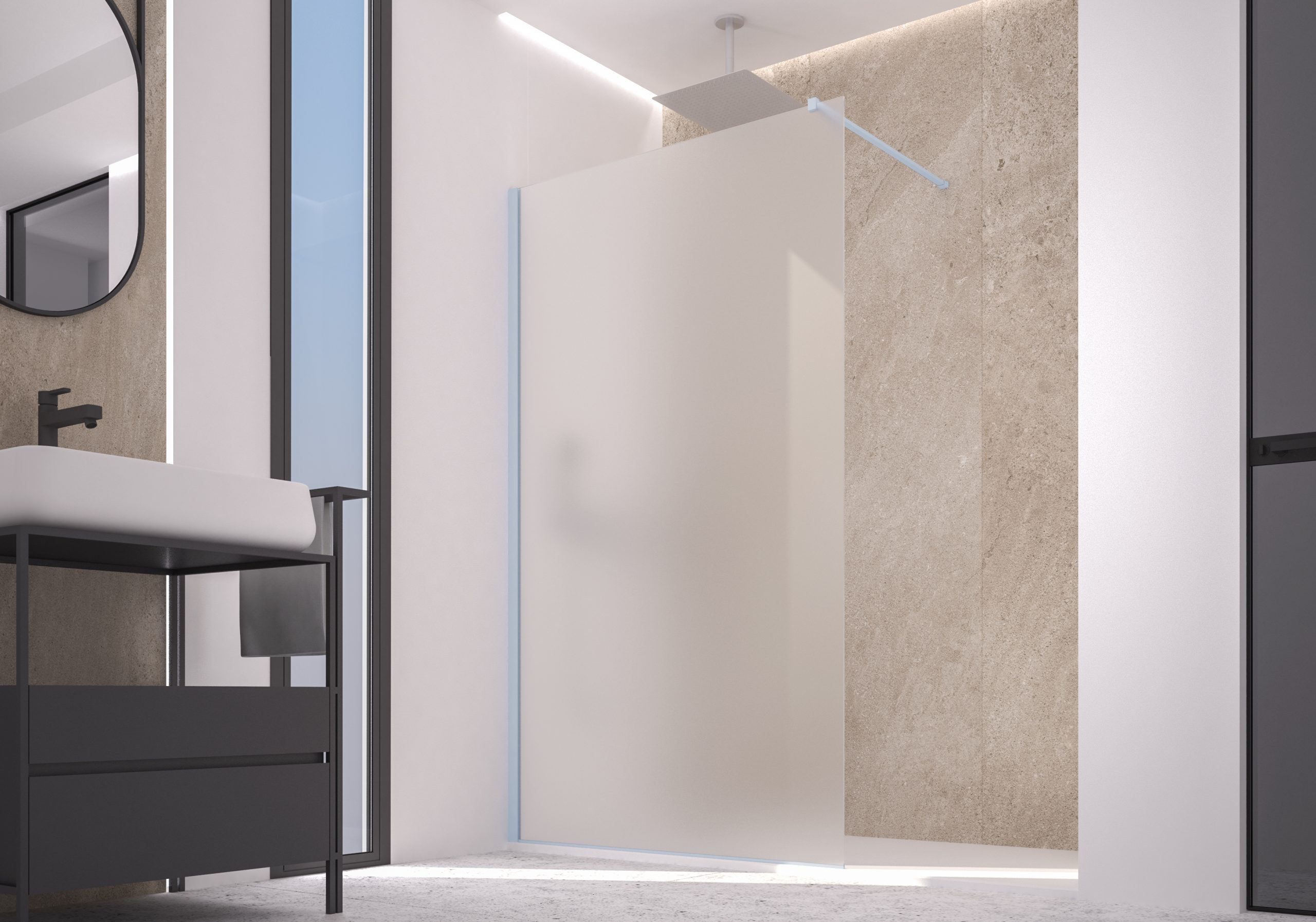 Doccia Walk in Zen 102 cm H200 Est 100/102 Cristallo 6 mm Acidato Blue Vintage-23849